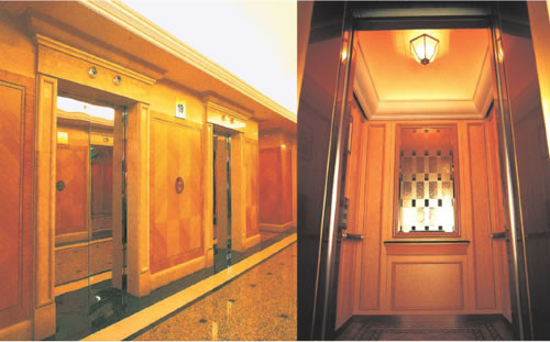 o tipo luxuoso cabine de elevador do passageiro traz-lhe um sentimento bonito e confortável